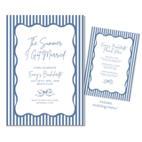 "The Summer I Got Married " Customizable Bachelorette / Bridal Shower Invitation - Hamptons Toile