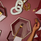 Bordeaux - Maroon Pink Colorblock Lunch Paper Napkins