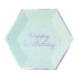 Sprinkles - Pastel Happy Birthday Large Paper Plates (Multi-Color Pack, 18 count)