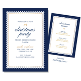 Classic Navy & Lace Christmas - Customizable Christmas Party Invitation & Menu