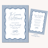 "The Summer I Got Married " Customizable Bachelorette / Bridal Shower Invitation - Hamptons Toile