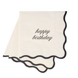 Happy Birthday Cocktail Napkins - Cream & Black