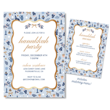Modern Hanukkah Party Invitation - Hanukkah Illustrations - Customizable Invite & Menu