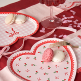 Valentines Day Lace Heart Shaped Plates - Gingham & Bows