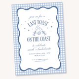 "Last Toast on The Coast" Customizable Bachelorette Invitation - Coastal Pretty