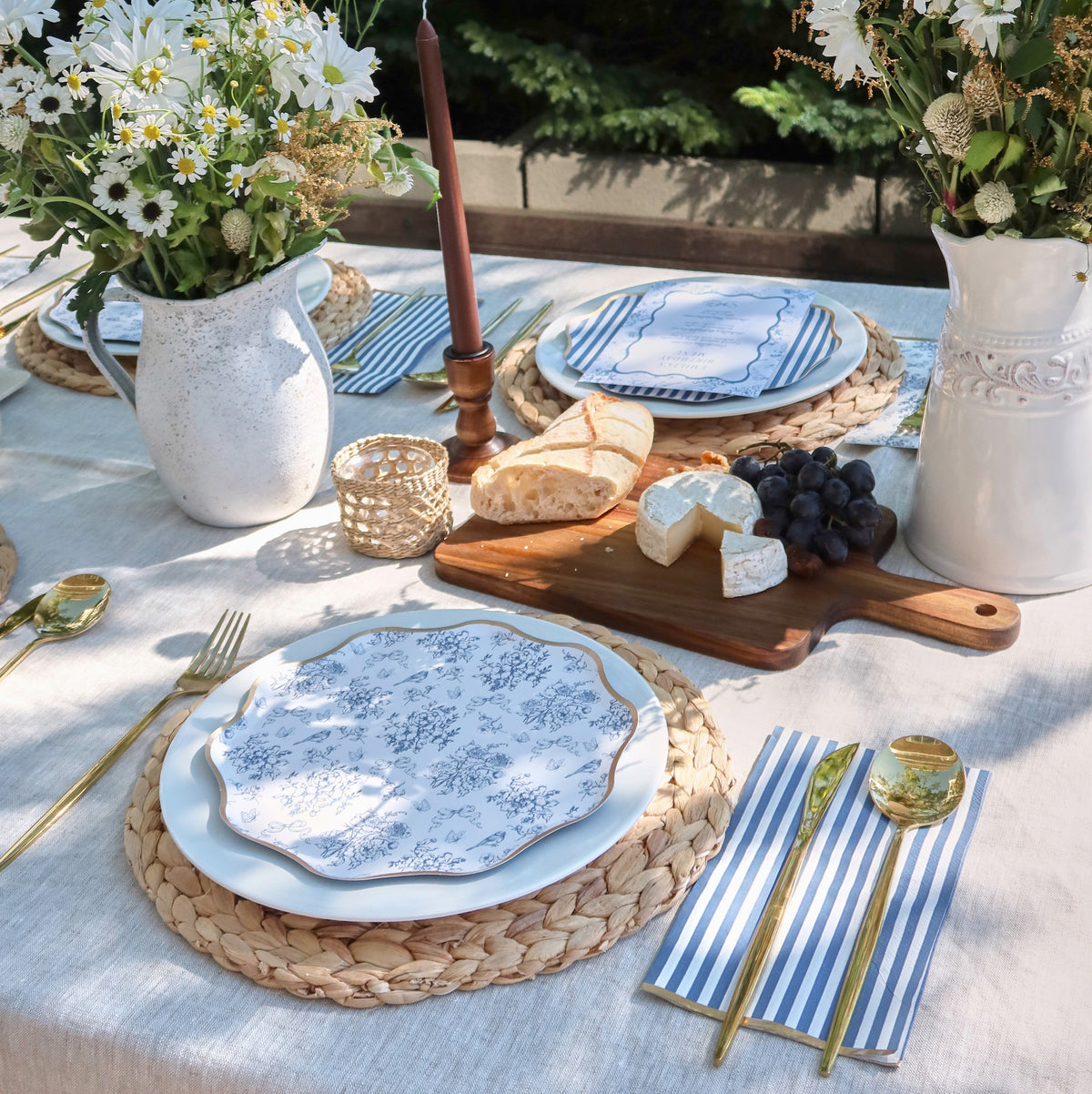 Hamptons Toile & Stripes Plates - Harlow & Grey