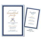 Modern Hanukkah Party Invitation - Customizable Invite & Menu