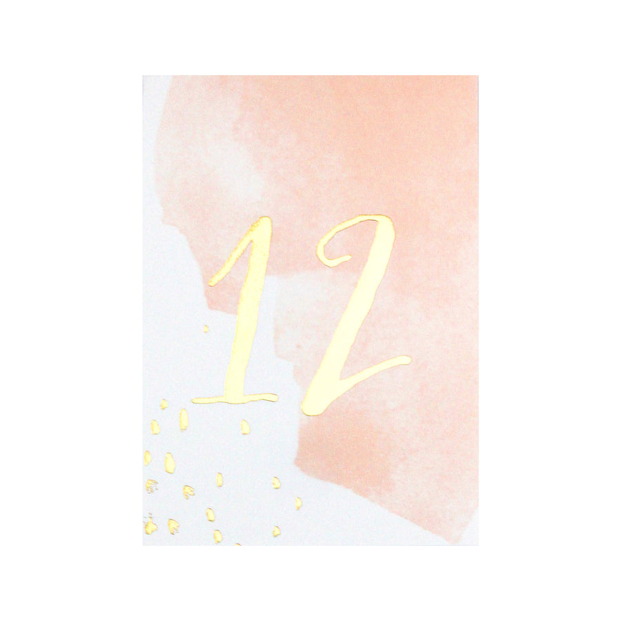 Daydream - Peach Watercolor Paper Table Numbers 11-20