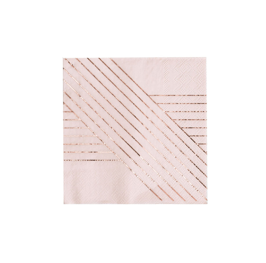 Amethyst - Pale Pink Striped Cocktail Paper Napkins