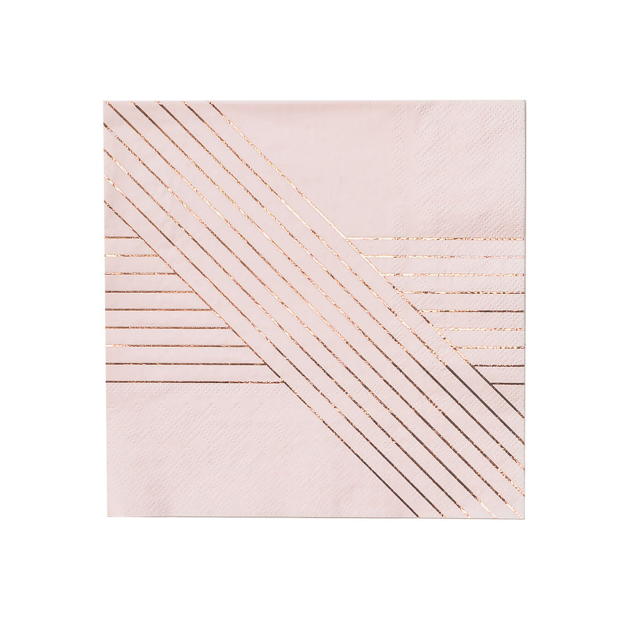 Amethyst - Pale Pink Striped Lunch Paper Napkins
