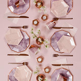 Amethyst - Pale Pink Striped Small Paper Plates (Case Pack)