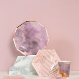 Amethyst - Pale Pink Striped Small Paper Plates