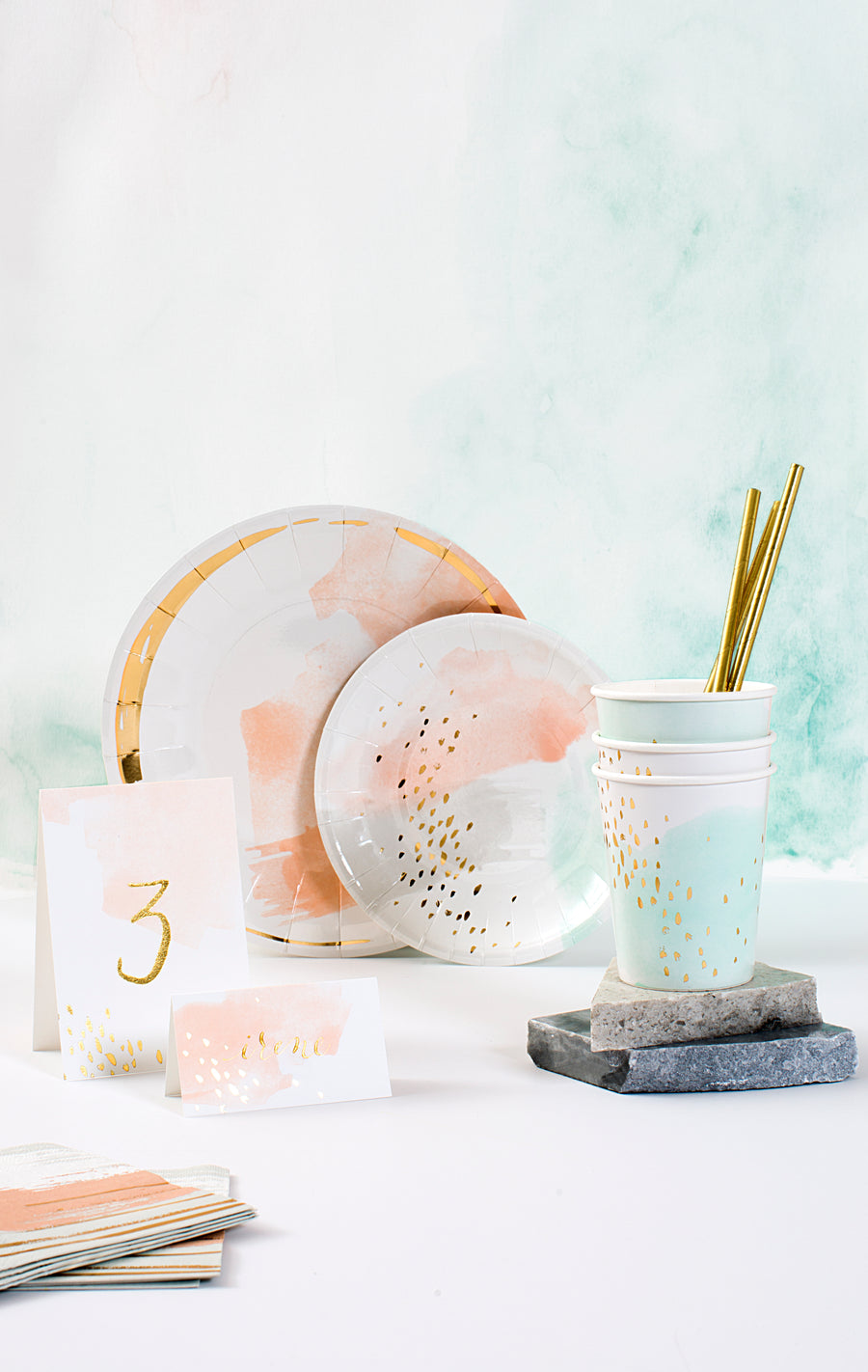 Daydream - Peach Watercolor Paper Table Numbers 11-20