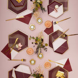 Bordeaux - Maroon Pink Colorblock Small Paper Plates