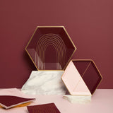 Bordeaux - Maroon Pink Colorblock Small Paper Plates