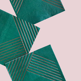Manhattan - Dark Green Striped Cocktail Paper Napkins (Case Pack)