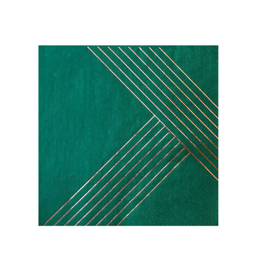 Manhattan - Dark Green Striped Lunch Paper Napkins