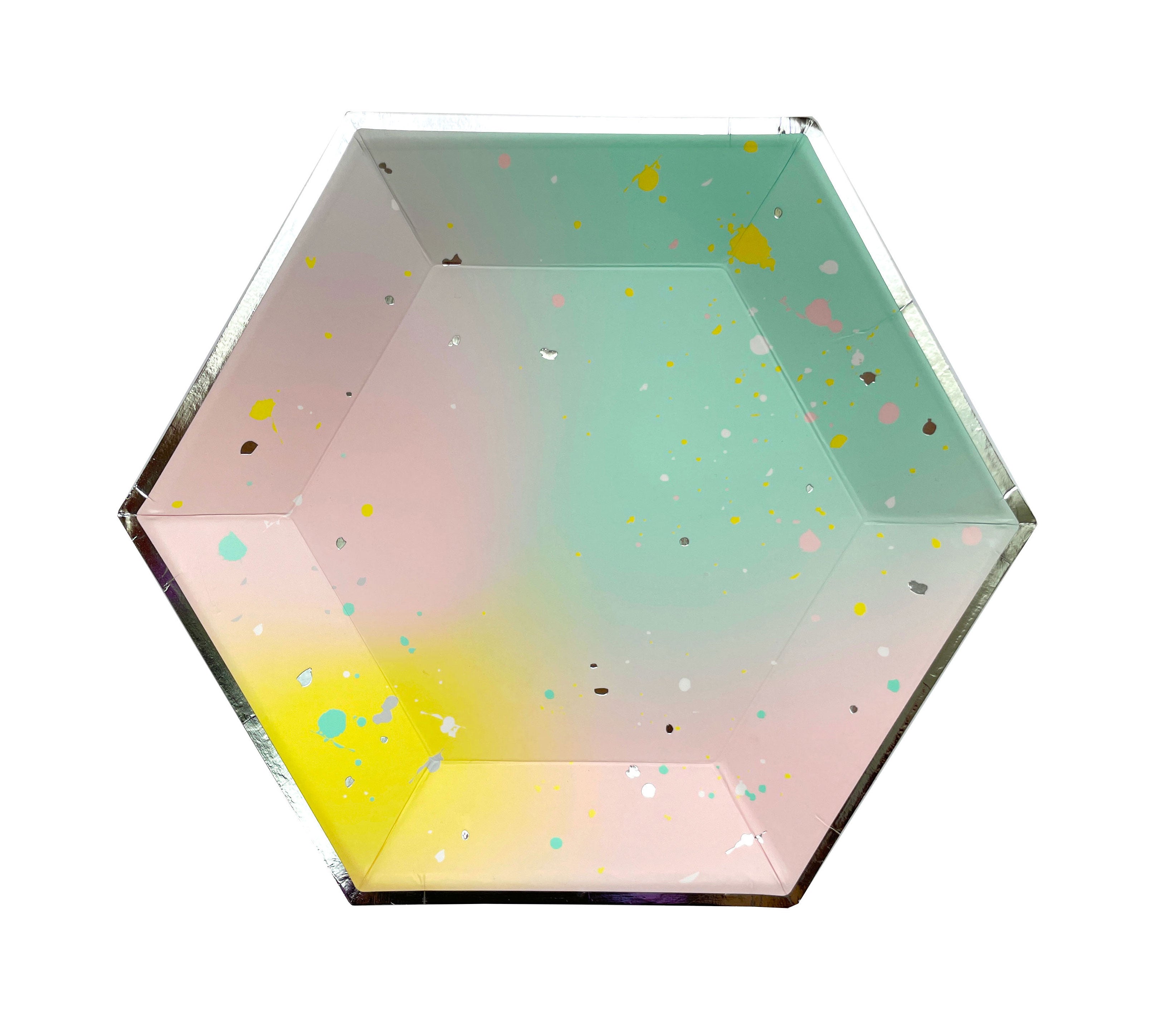 Pastel - Ombre Splatter Large Paper Plates (Case Pack)