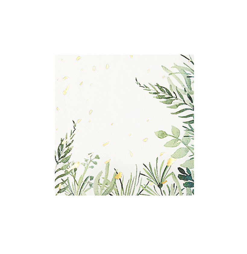 Secret Garden - White Botanicals Cocktail Paper Napkins