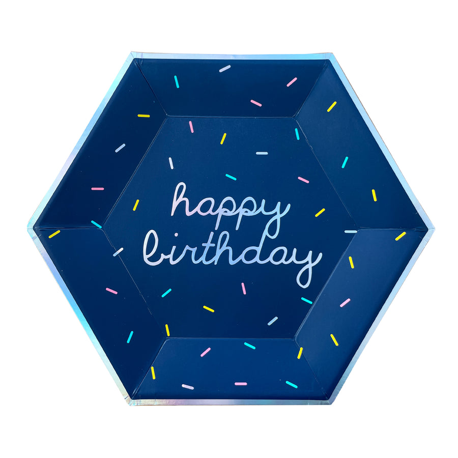 Sprinkles - Bright Happy Birthday Large Paper Plates (Mulit-Color Pack, 18 Count)