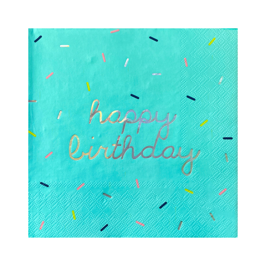 Sprinkles - Bright Happy Birthday Lunch Napkins (Multi-Color Pack, 24 Count)