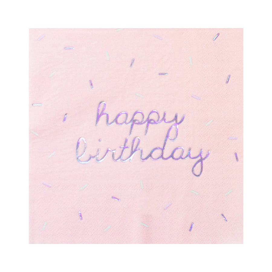 Sprinkles - Pastel Happy Birthday Lunch Napkins (Multi-Color Pack, 24 Count)